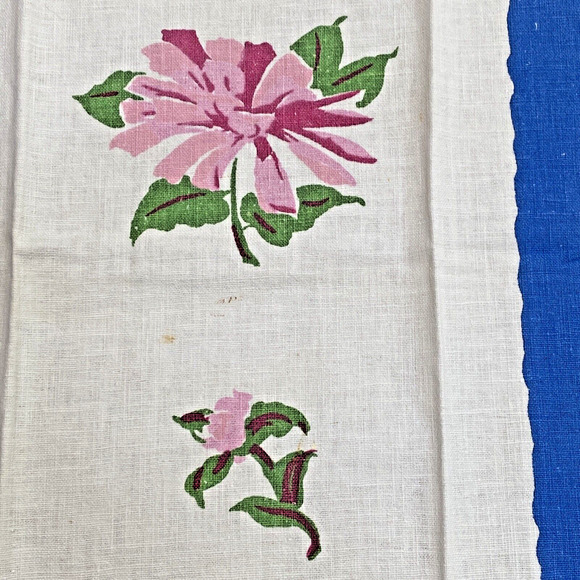 Vintage Printed Cotton Kitchen Tea Towel Pink Blue Floral Cottage Chic Farmhouse - Picture 3 of 6